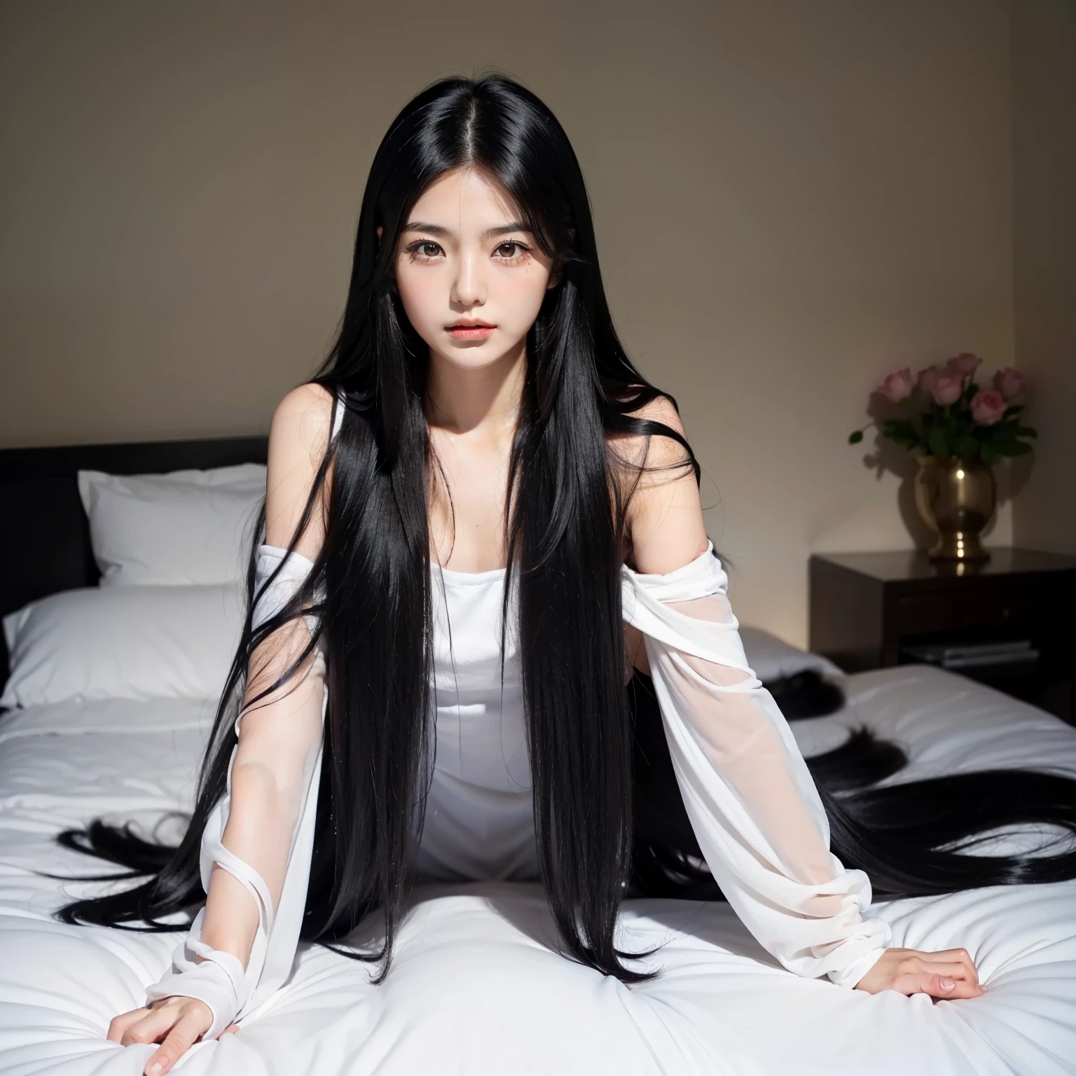 (Best image quality、highest quality、Highest Resolution、Ultra-realistic photos、Full body photo、)1People Girls、Very long black hair, about 10 meters long、Black hair longer than my height、Straight black hair、naked、She is lying down and spreading her long black hair out on the bed.、Boasting long black hair、Showing off her long black hair、Lots of long black hair、My hair is too long and I'm at my wit's end、I'm thinking about cutting my hair short soon.、Maintaining the beauty of my hair is what gives me meaning in life、Don't forget to brush thoroughly every day、I shampoo every day、The longest black hair in the world、The whole body is covered in black hair.、Brushing back long black hair、Long black hair is very heavy、My long black hair makes me look beautiful、Beautiful women all over the world admire my long black hair.、She appears in a shampoo commercial、I've never had my hair cut since I was born.、Shiny black hair、My long black hair has been designated a national treasure.、My long black hair covers the whole bed.、The whole world is amazed at the length and beauty of my hair.、