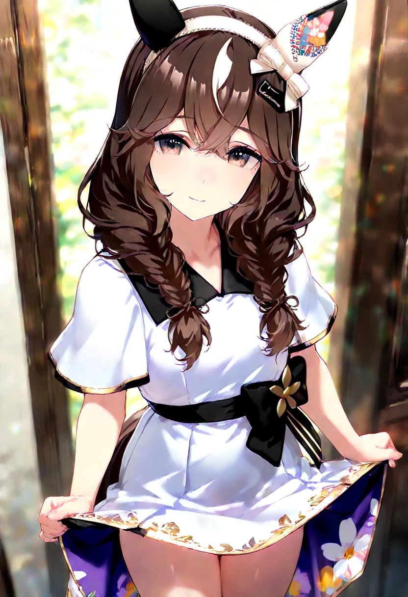 white with dark brown curly hair, brought