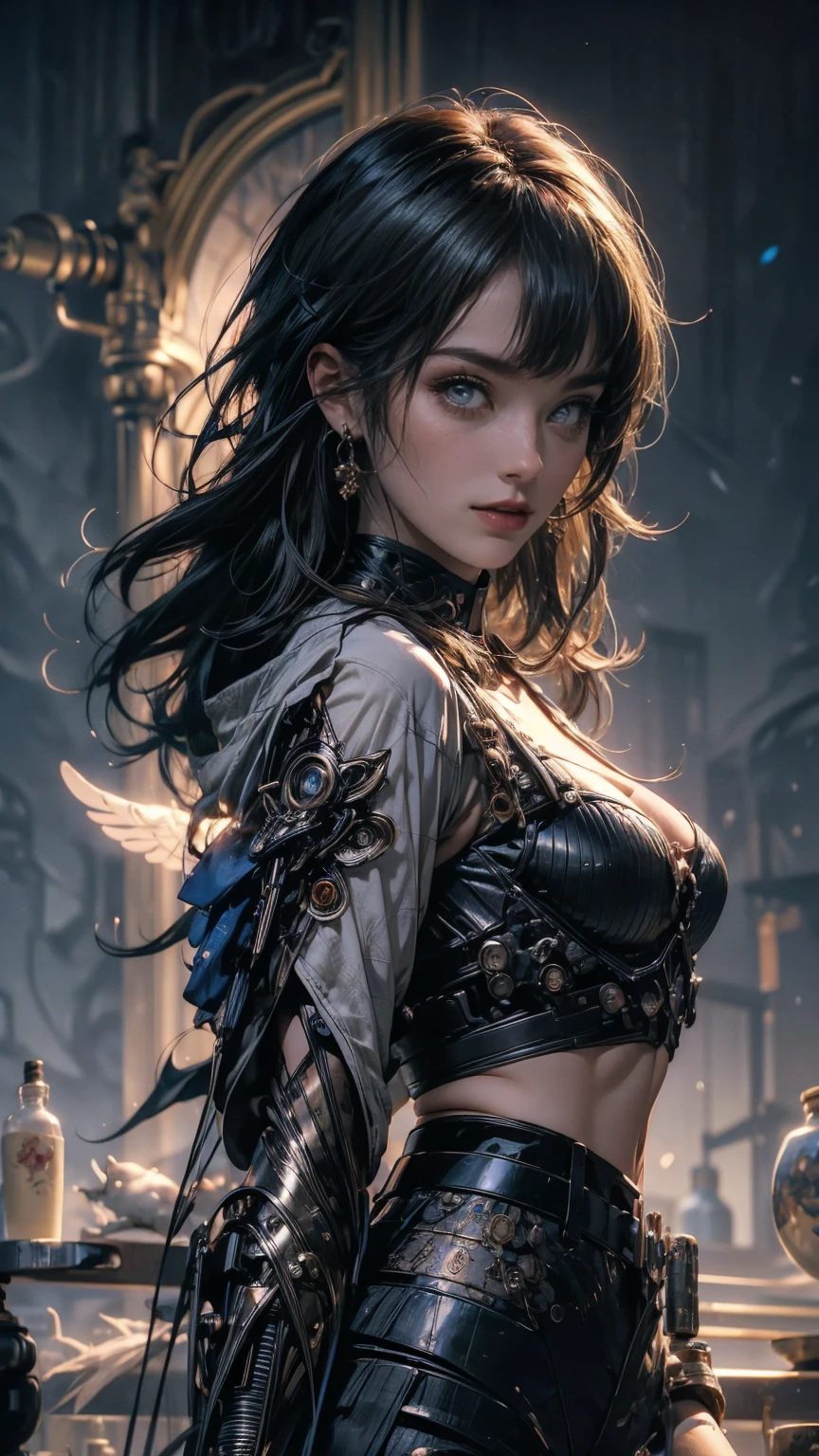 1girll, Animal_hor ears, Gradient, Gradient_Background, Green_Background, Looking_at_peeping at the viewer, Large breasts_cleavage, JM soloist