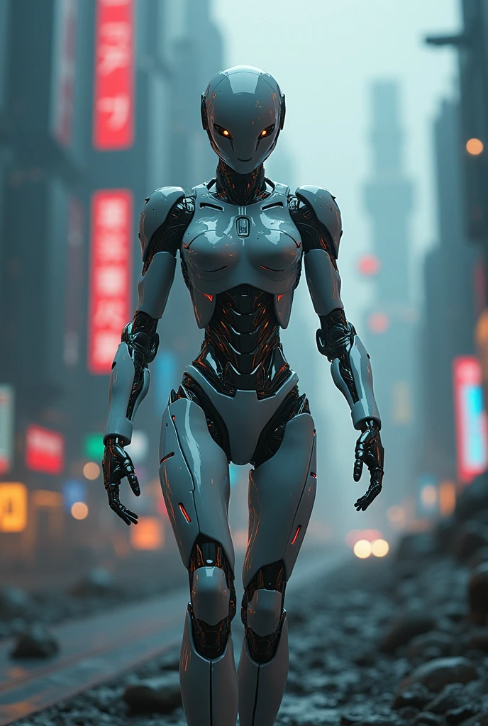 Humanoid body with cybernetic parts, cyberpunk