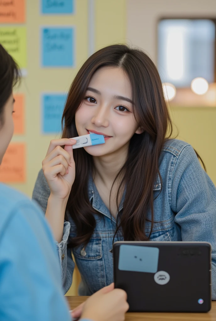 high school girl、Girl eating popsicle、
smile