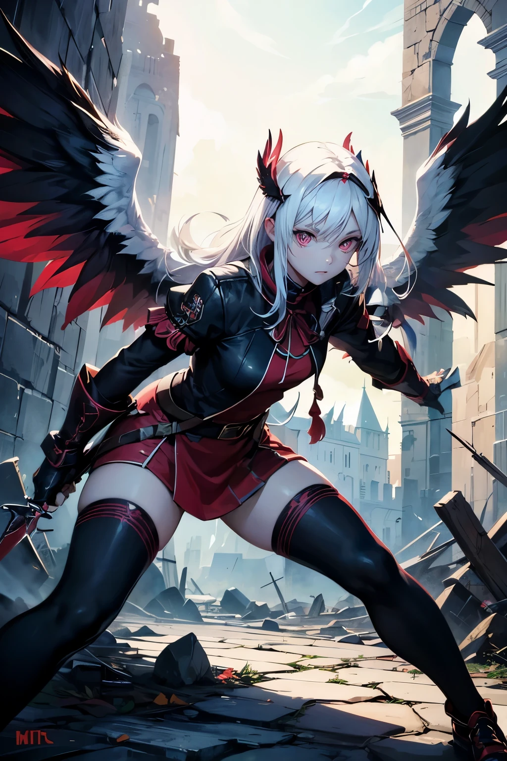 hand holding red sword