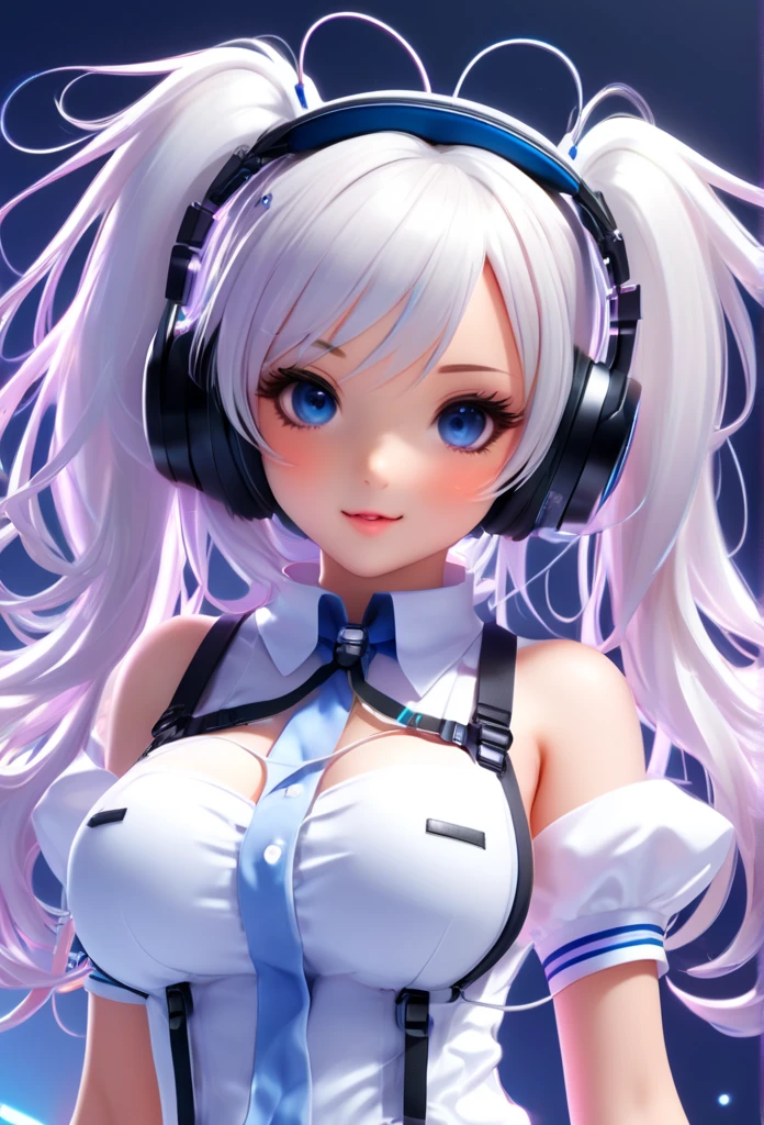 ((cute girl, face, style of painting)).(Upper body portrait:1.5)((masterpiece:1.5))((alone、Huge headphones:1.5、A woman wearing a large duffle coat、Shorts、コートでShortsが隠れる、Put your hands in your pockets、Detailed face、Big Eyes、Bright expression、Big beautiful breasts、Best Looks、Ultimate beauty、Shiny silver hair with highlights、明るい and shiny hair,、Modern Hairstyles、Hair dancing in the wind))(morning、Countryside Winter、Abandoned station platform)Please look away from here、Beautiful profile