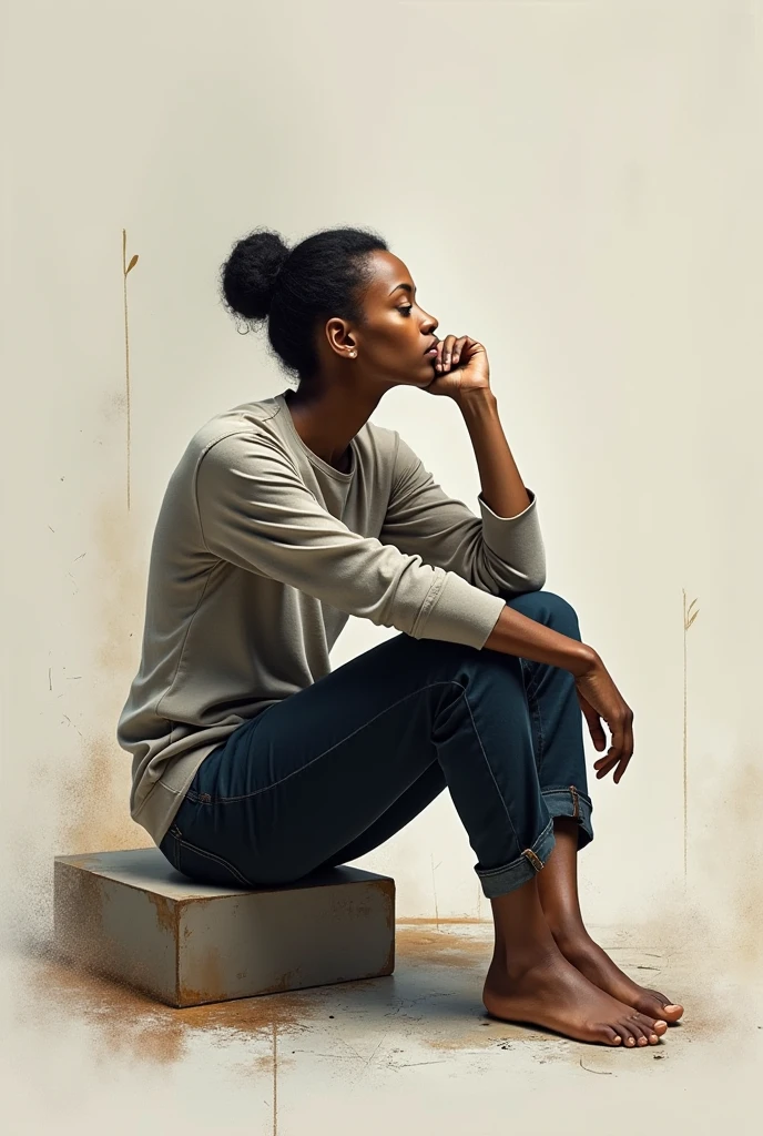 fille congolaise, 4K, super realistic, debout, dans un t-shirt blanc, dans un jean bleu, basket nike blanc, avec des tresses noir