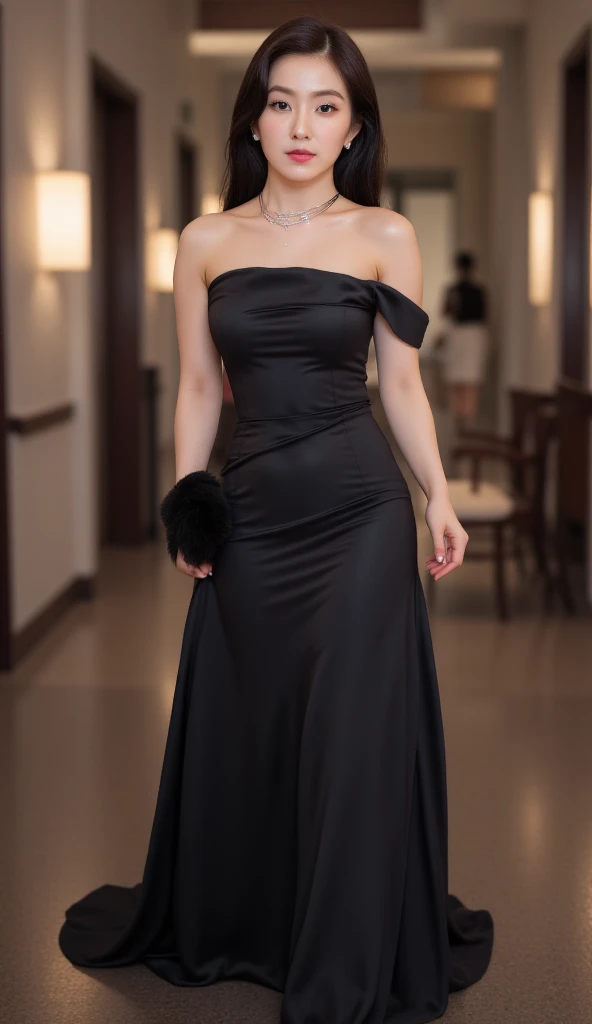 ((huge breast:1.5, full body)), 1girl, Black Hair Bob Maid Exotic,