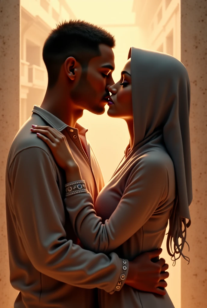Somali boy and somali girls kissin while touching her ass