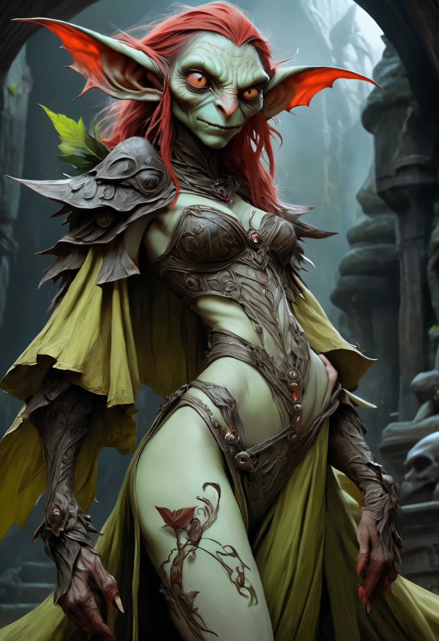 Steampunk Witchblade , full body blending in a swamp, anatomy, centered, approaching perfection, dynamic, highly detailed, artstation, concept art, smooth, sharp focus, illustration, n, unique, award winning, masterpiece, looking at viewe-- ar 9:16 , -- Chaos 100