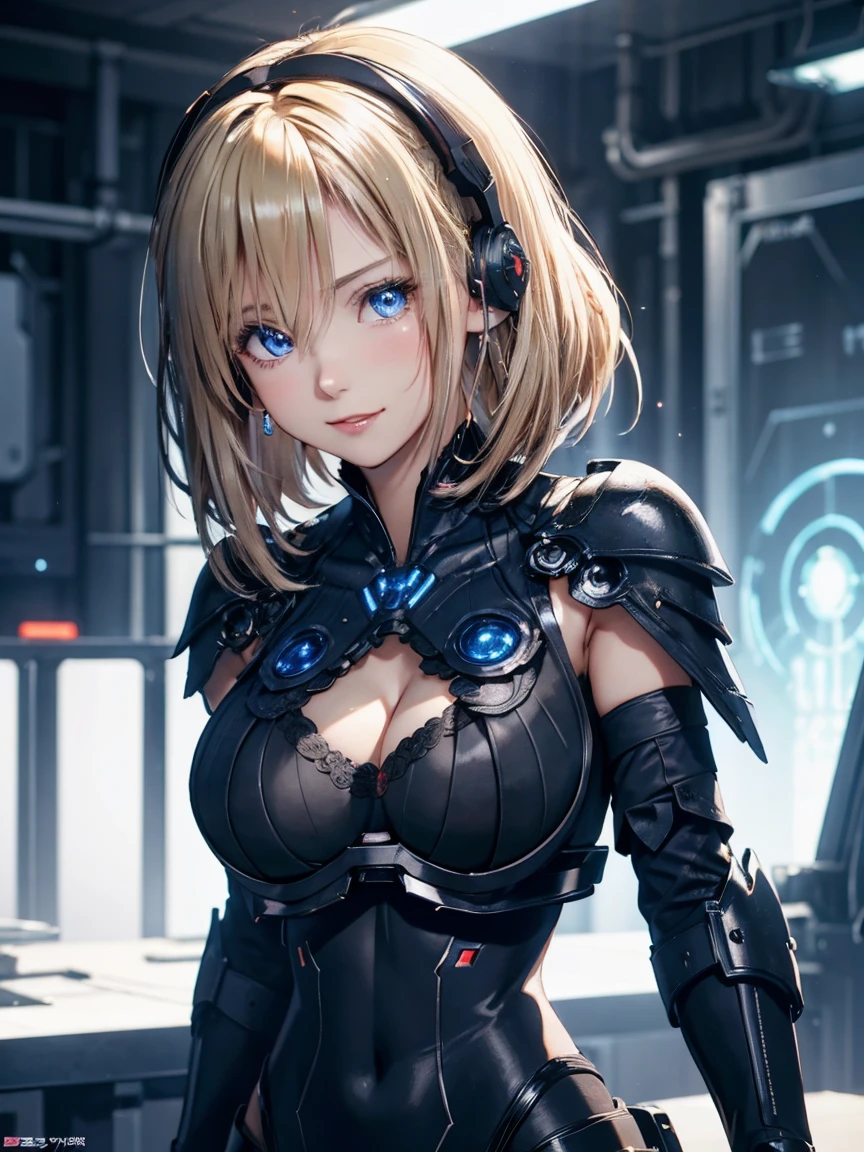 Masterpiece,Best Quality,(Super Detail),Perfect Lighting, Highly detailed CG,Super detailed,(Highly detailed eyes,Very cute face,Highly detailed face:1.3),Beautiful Anime Girl,(Solo Girl),(Super huge boobs:1.6),(Sensual,Glamorous:1.6),(Blonde,Shoulder-length medium hair,Twin braids,Let your hair hang forward:1.5),(Big light blue eyes),(Very happy smile,Open your mouth wide),break,(Cyberpunk Costumes,Heavy mechanical armor covering the body,Mechanical joints,Blue reactor in the center of the chest,headgear,Waist-mounted thrusters:1.5),Huge firearms,Holding a weapon in your hands,Cyberpunk Background,Cyberpunk cityscape,skyscraper,Neon Light,Are standing,Top view,reach for the viewer,Cowboy Shot