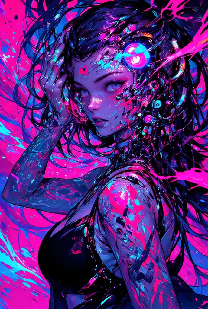 ((best quality)) , ((masterpiece)) , (detailed),Jean-Joseph Benjamin-Constant, Glowwave, Photograph, Jake Parker, Alan Davis, Hipster Art, Cleancore, Art Deco Girl, Monstrous and Boring, Swirling, Metalcore, Film Washi, portrait art by Stanisław Ignacy Witkiewicz, detailed, intricate, background inspired, luxury, pure,(((psychedelic style . vibrant colors, swirling patterns, abstract forms, surreal, trippy)))