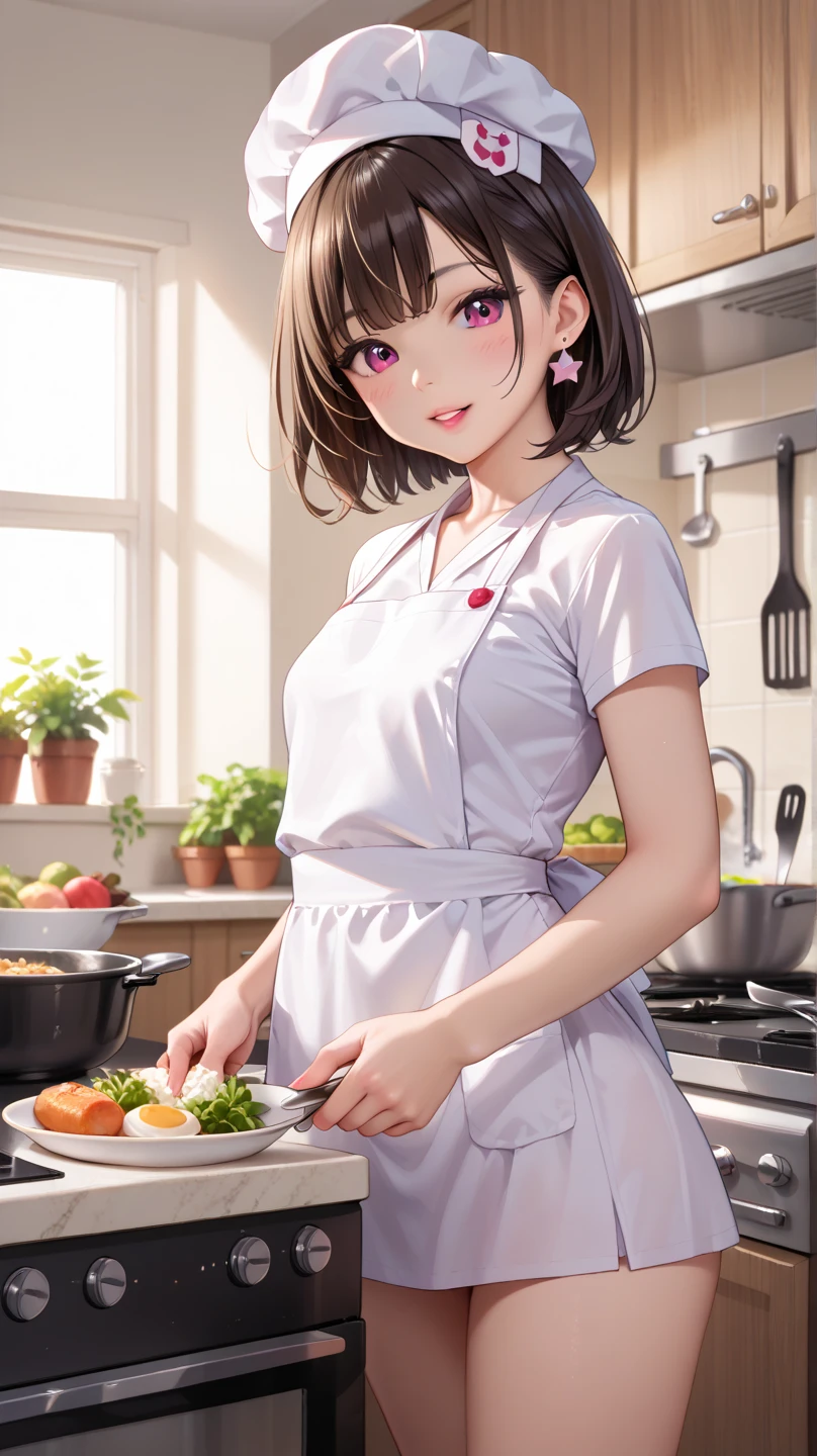 mother,Married Woman,apron,Black Hair,kind,short hair,Berry Short,Short Hair,