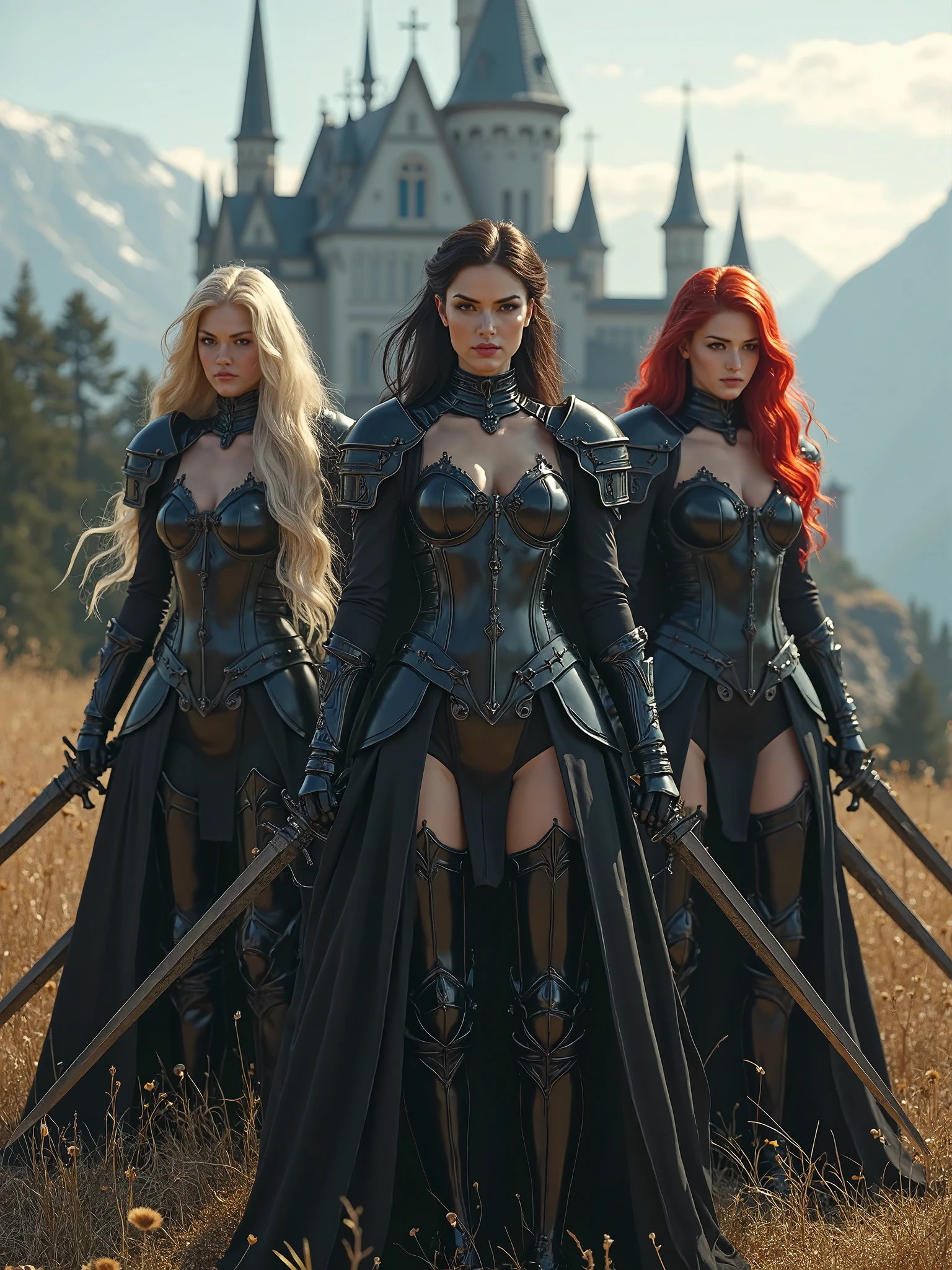 full-length portrait, von Sith-Lord (Krieg der Sterne, beautiful woman with small sized breasts, fester Hintern, Schwarze Robe), Meisterwerk ((hight resolution)), redhead girl, 26 Jahre alt, rotes lockiges Haar, lockiges Haar, nasty gaze (White teeth), Amazing green eyes, kampfbereit, Lichtschwert in der Hand (Krieg der Sterne, rote Klinge), ((Sauer)), Krieg der Sterne (Lichtschwert rot, In der Hand haltend, ignited, kampfbereit), schwarze klamotten, Sexy Outfit, angry expression on his face (nasty gaze, diabolisch), five fingers on the hand, (mad), (mordouight), Armor on the upper body, rote haare, haare (rot), von Jessica Alba (Gesicht), Wears armor (upper body, Kettenhemd, Plate Armor, Verzierungen, schwarz), trainierte Figur, ((trained))