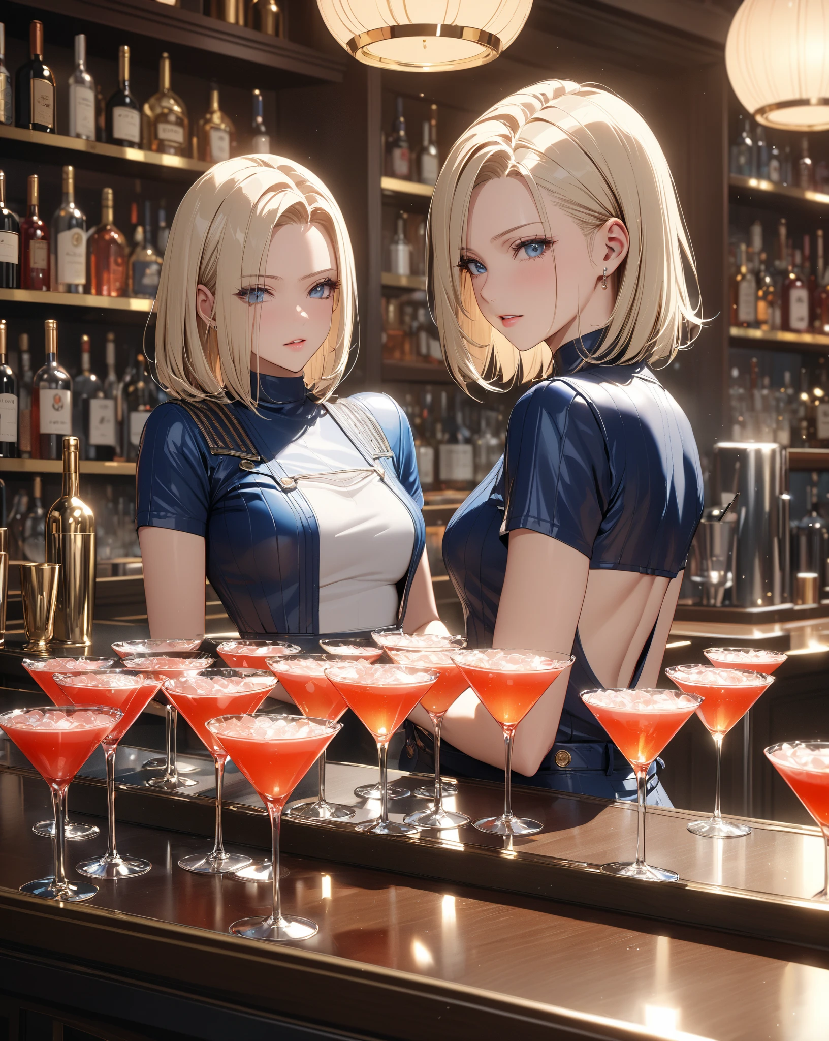 Your influencer character(sexy milf boobs) short blonde hair, on KFC restaurant, wearing short skirt and cleavage bra top, lovely expression bright color 