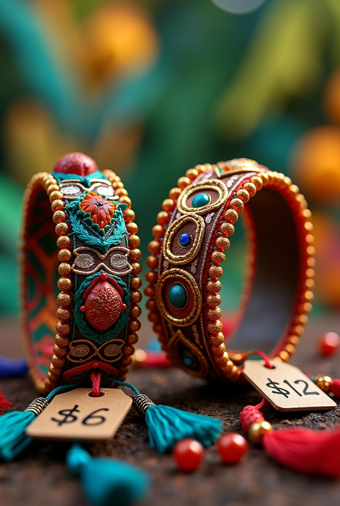 Make a design of a Miyuki bracelet with the colors yellow, blue, red and gold