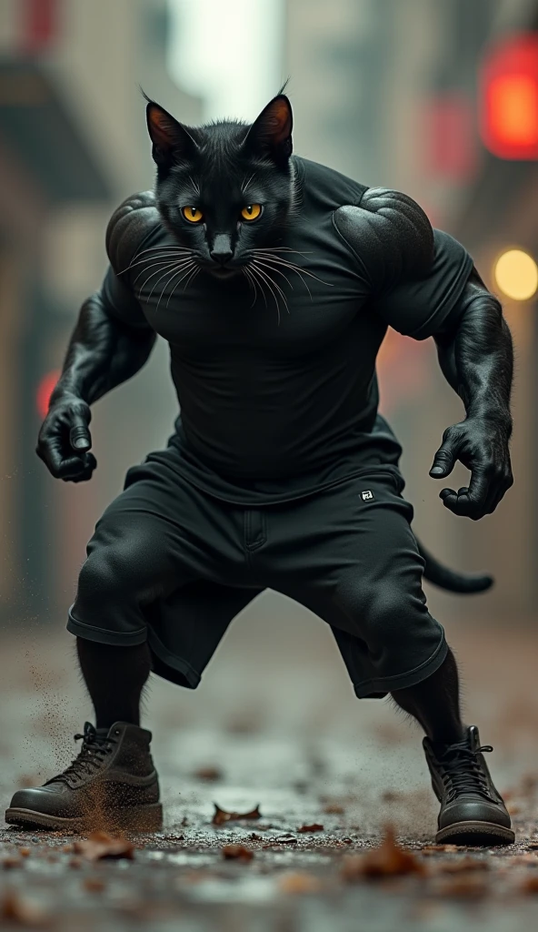 Black cat strong man
