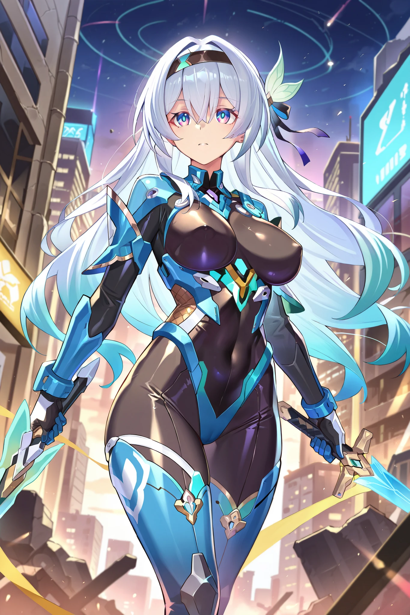 score 9, score 8 up, score 7 up, ultra-detailed, (best quality, masterpiece, ultra detailed, ultra high res, absurdres, high-resolution, highest quality, very aesthetic, textile shading), source anime, (detailed eyes), (detailed face), , , (takamine nadare), (firefly /(honkai/: star rail/)), (honkai/: star rail), , cyber, building, ruins, holding weapon, coverd erect nipples, (alternate costume, armored bodysuit, bodysuit), sword, , ,