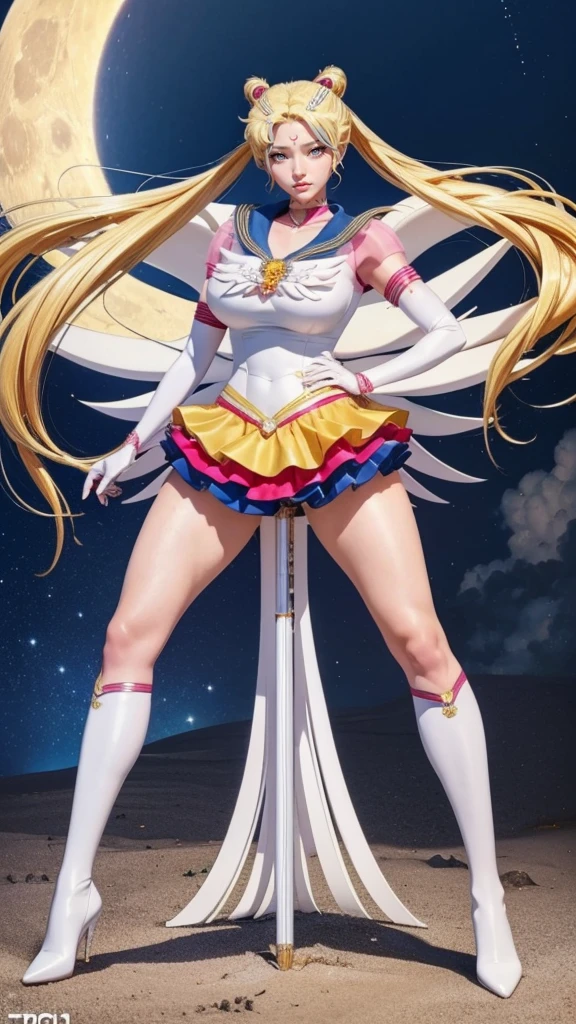 SeaArt Bot
Txt2Img
16:06:09
((very detailed RAW color photo)), ((realistic)), (((1 girl))), (((alone))), (((30 years))), ((athletic)), ((very defined toned physique)), ((very defined and beautiful muscular body)), (((very detailed perfect body))), (((small and defined breasts))), (((ultra defined curves))), (((superior quality, 8k, masterpiece: 1.3)), sharp focus: 1.2, (((extremely beautiful girl with perfect figure: 1.4))), ((very thin waist: 1.2)), ultra detailed skin texture, ((perfect and beautiful hands)), ((smooth and soft skin)), (ultra detailed fabric texture), extremely beautiful ultra detailed face, (((extremely beautiful))), ultra detailed, (((girl wearing Sailor Venus costume))), (((the suit wears miniskirt))), (((extremely long curly blonde hair))), extremely beautiful, (((extra long ponytail with bangs))), ((very detailed and beautiful wolf ears)), (hair on the face), ((hair ribbon)), dynamic pose, ((uniform leaves thighs exposed)), ((ultra detailed and toned legs)), (((ultra detailed waist))), (((very wide hips))), (((very thick and toned thighs))), (sexy), (((extreme hourglass figure))), (((very thick heart lips))), ((red lipstick)), ((ultra detailed lips)), ((ultra detailed blue eyes)), ((angry look)), (((staring at the viewer))), ultra detailed provocative mouth, extremely beautiful seductive lips, ((blushing)), (makeup), (((ultra defined waist))), eye shadow, (full body shot), starry night, night sky, stars, full moon, galaxies and nebulae, snow