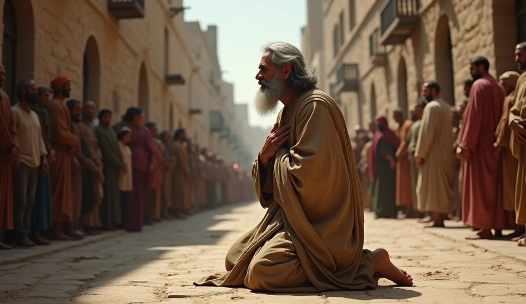 A scene of the healed leper thanking Jesus with an outpouring of gratitude.