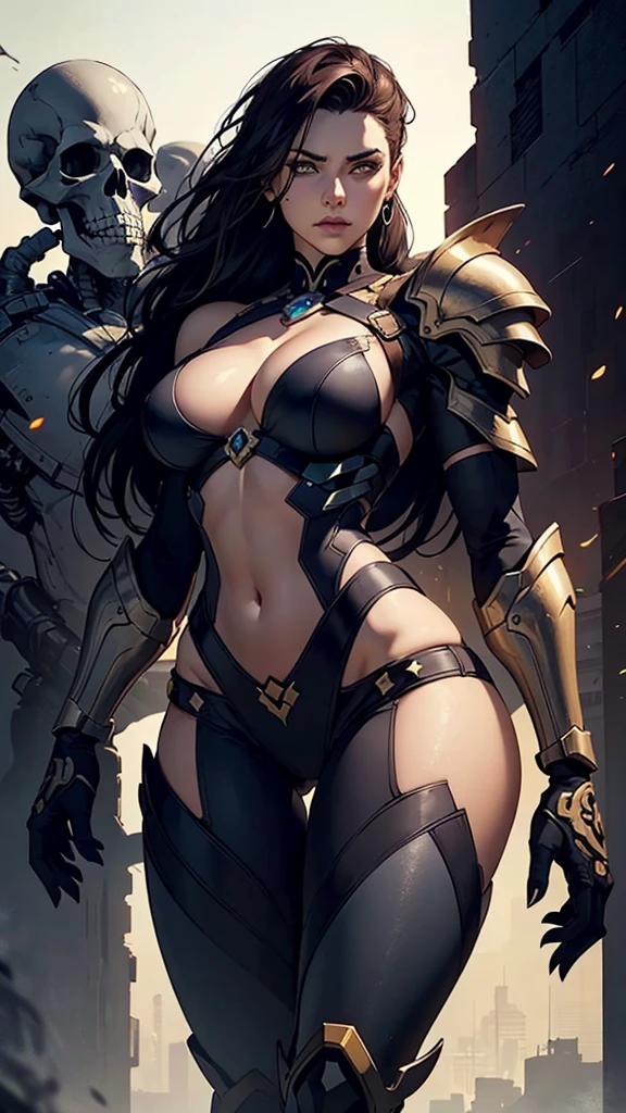 1female,45 yers old,Huge breasts, 独奏,wonder women,Dressed in court-style armor,head band, Pornographic exposure,coniferous forest,at winter season, She has long flowing black hair, Bare genitalia,hail,Bigchest, From the front side, Wet straight hair, Sweating profusely,Petting the ,mostly cloudy sky,(tmasterpiece),(Very detailed CG unity 8K wallpaper),best qualtiy,cinmatic lighting,detailed back ground,beatiful detailed eyes,Bright pupils,(Very fine and beautiful),(Beautiful and detailed eye description),ultra - detailed,facing at camera,A high resolution,ultra - detailed),Very long hair,standing on your feet,Emotive expressions,Smile,Chest sagging,nakeness, Expose the genitals,revealing breasts,Camel toes,with no underpants,extremely large bosom,Extremely colorful,Most detailed,fully body photo,The face is well lit
