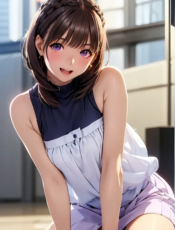 8K quality、High resolution、Man and woman in love、A man presses his penis against a woman from behind、Sexする、Beautiful fair skin texture、High resolutionの瞳、Japanese high school girls、Summer uniform、Open-neck short-sleeved white shirt、Cleavage、mini skirt、Brown Princess Hair、、Small breasts、Sweat accumulates in the chest、classroom、、Sex