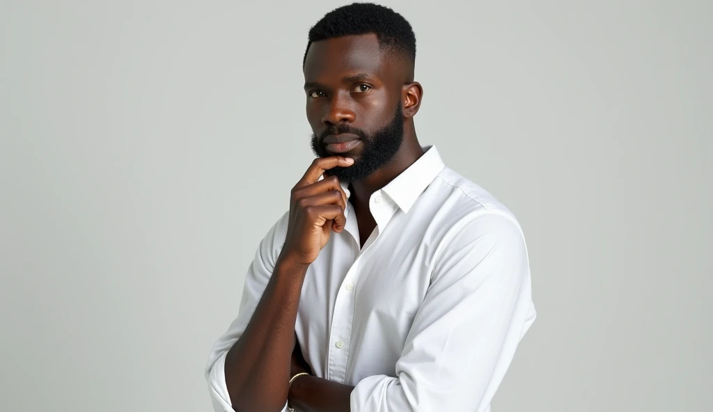 Photo of a male dj performing and posing for the photo(kenyan) in black t shirt and very few jewelries to use as a logo for my video mixes.