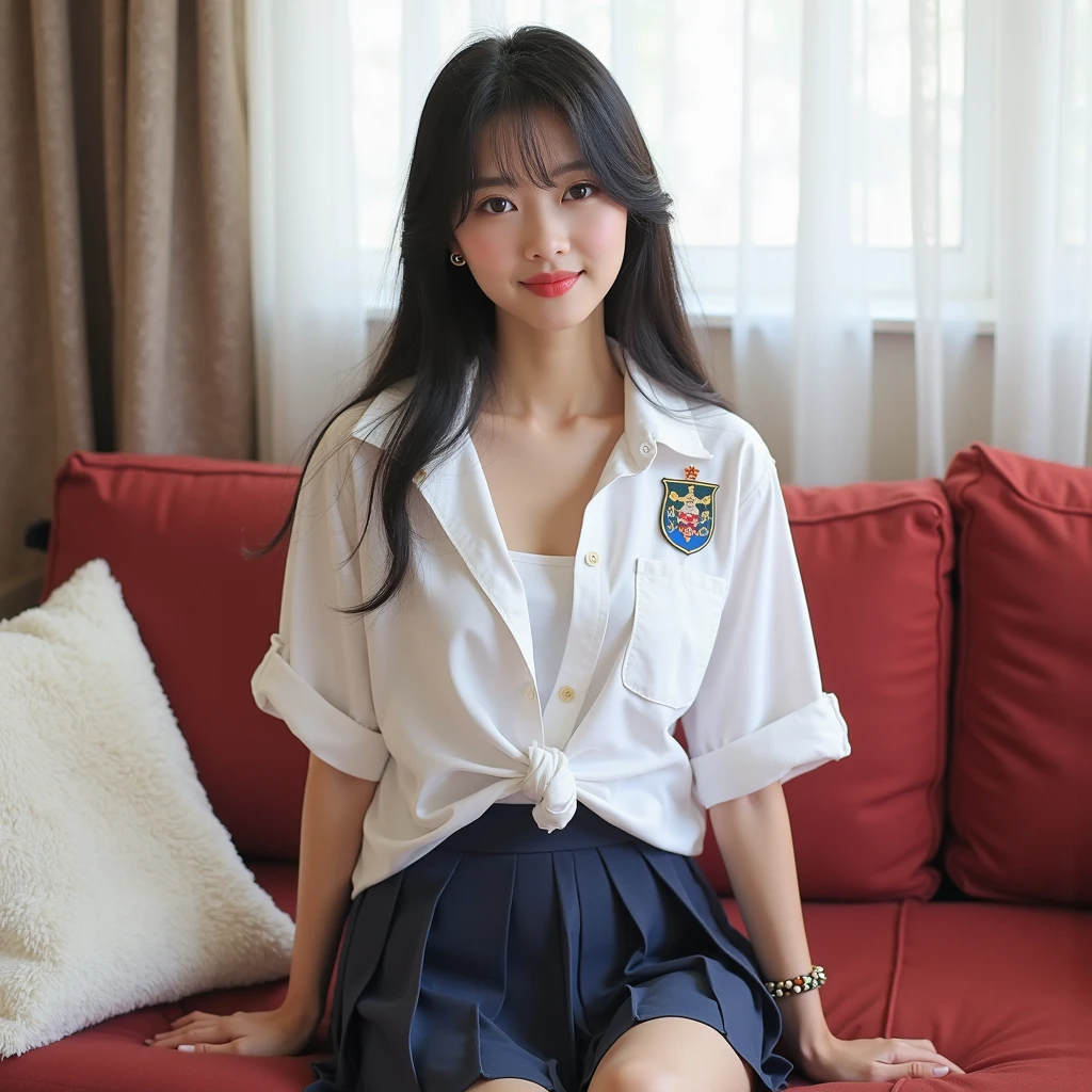 Highest quality、Japanese、Middle school students、Baby Face、Small breasts、Sweaty、Show your chest、Spread your legs、Semen flowing from the vagina、naked、uniform、skirt、Thick pubic hair、Covered in semen、smile