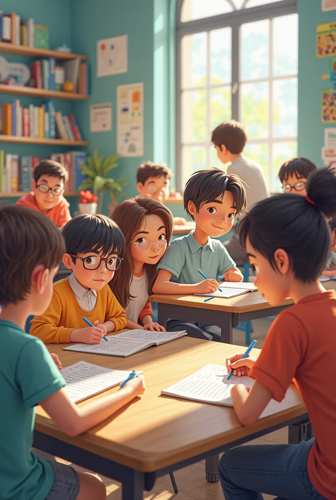 a classroom furnished with children reading