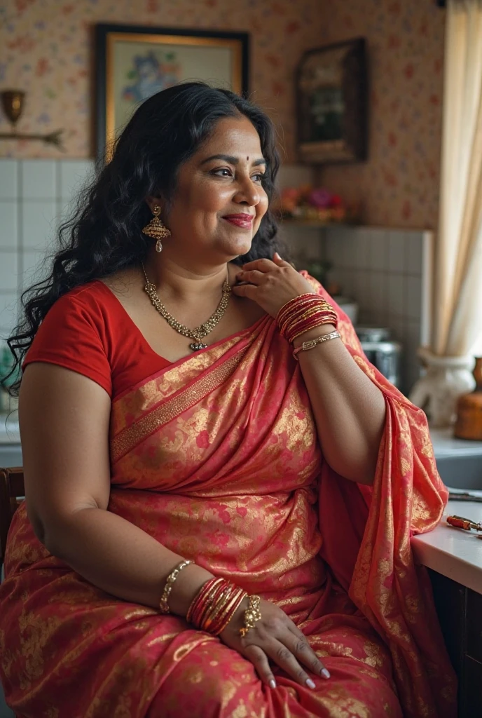40-year-old-married-indian-women-look-at-the-scenes-figure-wearing