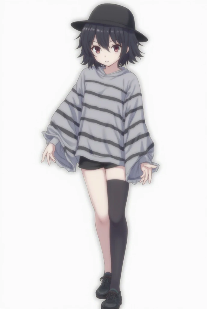 {{{sincos (sincos), no human, full body}}}, 1 girl, beautiful face, smiling, curly black short hair, showing off her panties slightly, looking at viewer, white background, blank background.