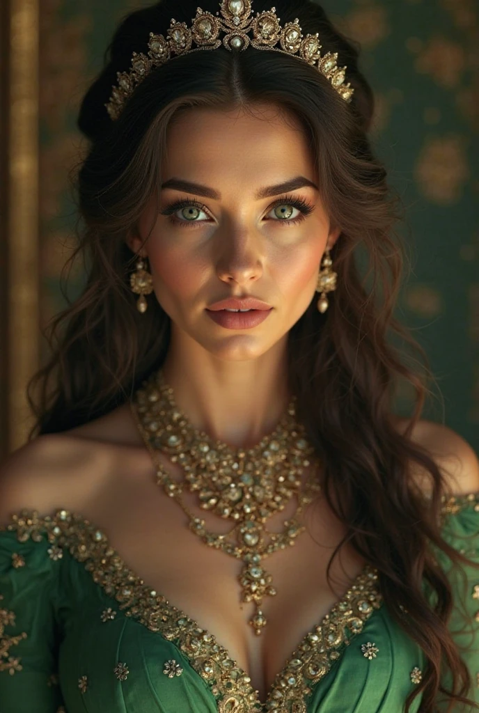 cinematic still the most cosmic AI generated image of a romanian female ever,Green eyes, Medium brown colored hair in a bow ponytail style . emotional, harmonious, vignette, 4k epic detailed, shot on kodak, 35mm photo, sharp focus, high budget, cinemascope, moody, epic, gorgeous, film grain, grainy, the most cosmic AI generated image of a romanian female ever,Green eyes, Medium brown colored hair in a bow ponytail style, highly detailed, extremely beautiful, pretty, refined, cinematic light, innocent aesthetic, pure glowing, true colors, inspired, very inspirational, intricate, full color, inspiring, fine balanced, calm artistic, noble perfect elegant, great composition