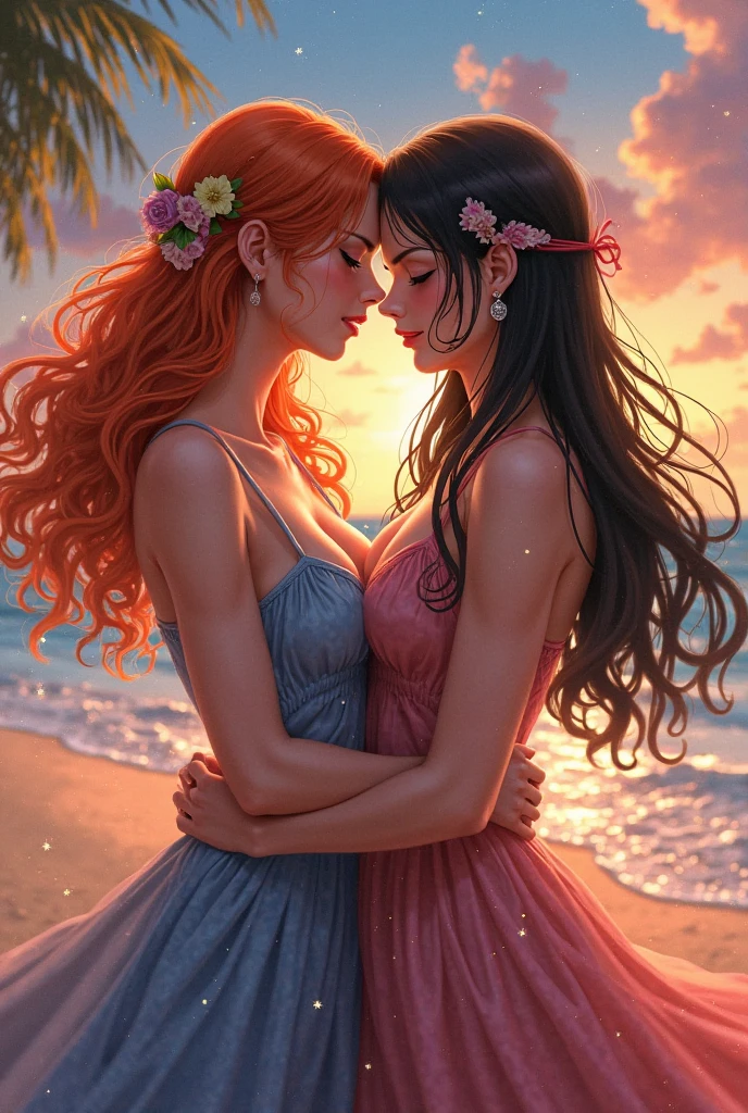 Drawing of two women kissing