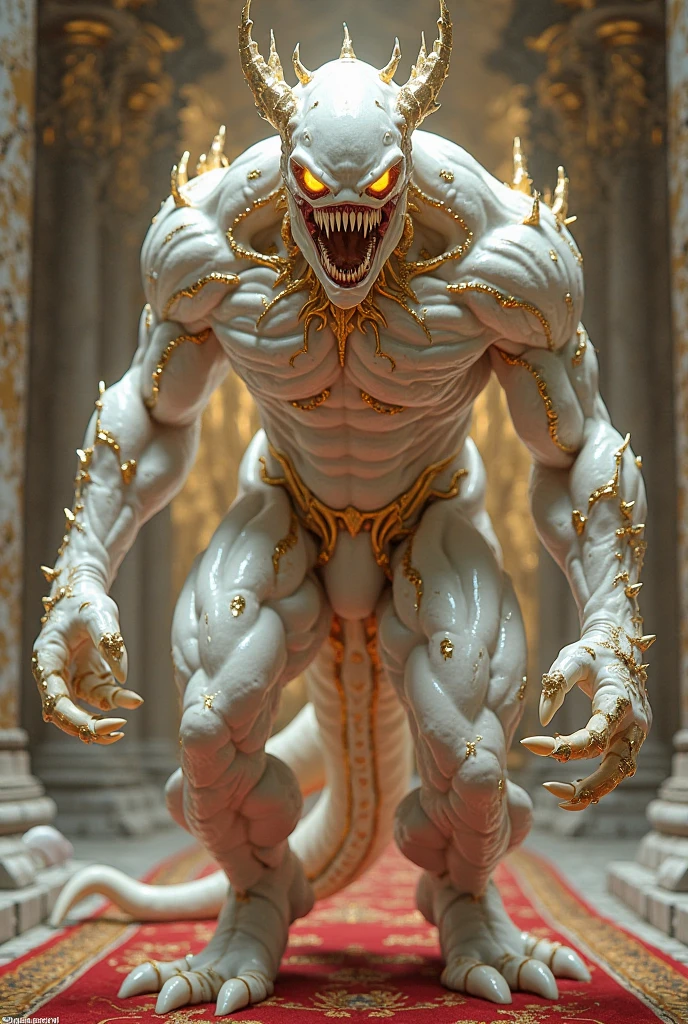 (megan fox), ((((((1 muscular demon girl)))))), (((huge upper body))), long hair, ((((huge demon wings))), (((pale skin))), (((sharp teeth, Huge horns, large nails))), navel, ((((full body front view)))), (((perfect hands, perfect fingers))), (((black empty background)))