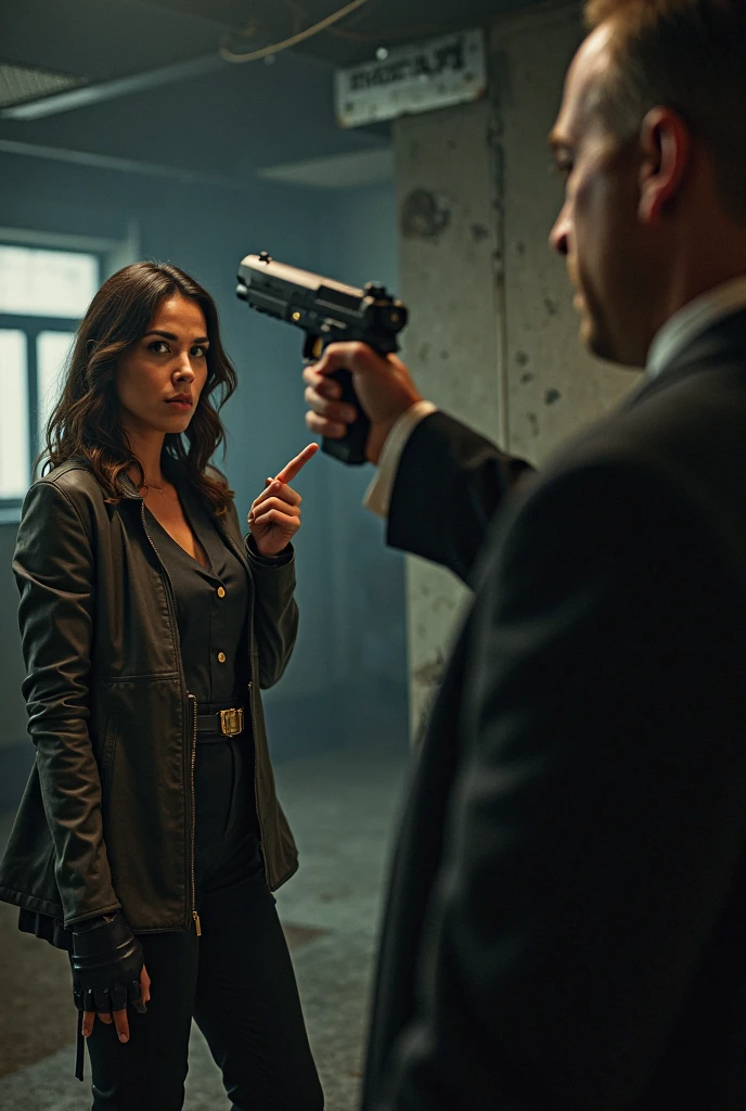 cinematic film still of <lora:add-detail-xl:0.1>1
<lora:detailed:0.3> realism
<lora:perfection style:0.2> perfect
<lora:eyetune:0.6>
<lora:xl_more_art-full_v1:0.3>
<lora:Ron Fricke style:0.3>
<lora:Unreal Engine style:0.3>
<lora:TeethXL:0.3>
<lora:Chiaroscuro Lighting Style:0.3> Chiaroscuro Lighting Style
 <lora:High Angle style:1>
High Angle From above john wick a woman is surrounded by a group of people pointing guns, camera from above, Bird's-eye view, aerial shot view, movie themed, sharp, detailed, epic cinematic photography, artistic, dramatic cinematic lighting style, cinematic color style, skin tone film style, Kodak, 35 mm film style, detailed background style, widescreen style, cinematography technique style, High Angle style, 1girl, looking at viewer, short hair, shirt, black hair, long sleeves, holding, jewelry, closed mouth, standing, jacket, white shirt, weapon, multiple boys, shoes, solo focus, pants, necklace, black footwear, holding weapon, lips, black jacket, gun, tattoo, from above, black pants, squatting, blue shirt, knife, holding gun, rifle, handgun, 6+boys, out of frame, pink shirt, realistic, blue pants, arm tattoo, aiming, shotgun, bracelet, ring, leg tattoo
, shallow depth of field, vignette, highly detailed, high budget, bokeh, cinemascope, moody, epic, gorgeous, film grain, grainy