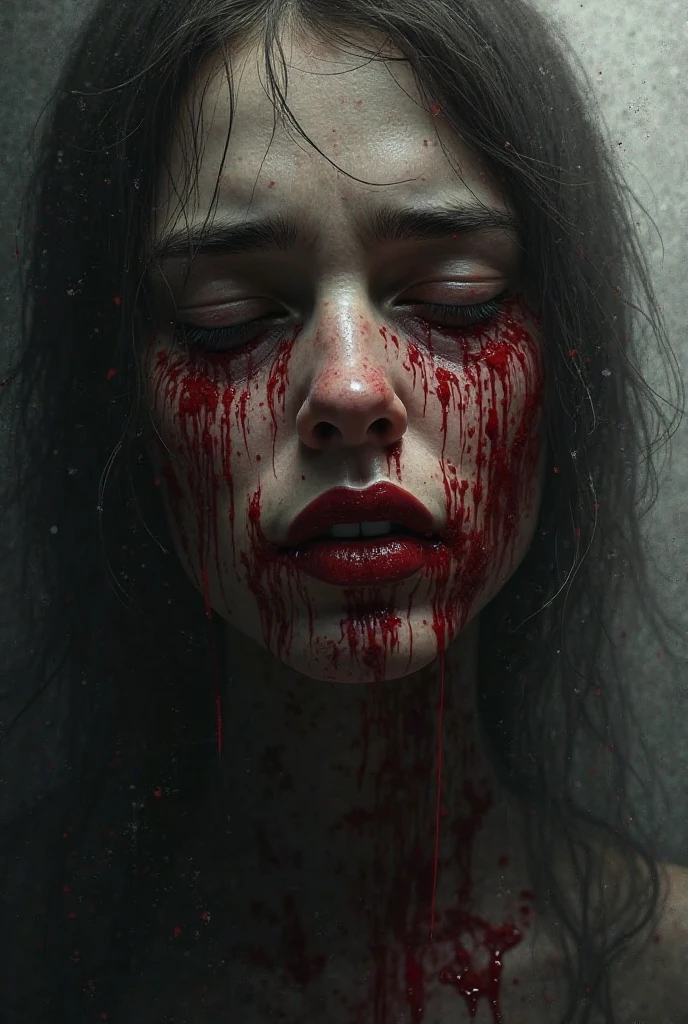 upper body portrait, bloody, fantasy, veins, blood drips, menacing scary composition, by Benjamin Robert Haydon , artistical achievement, 16k, ultra high quality