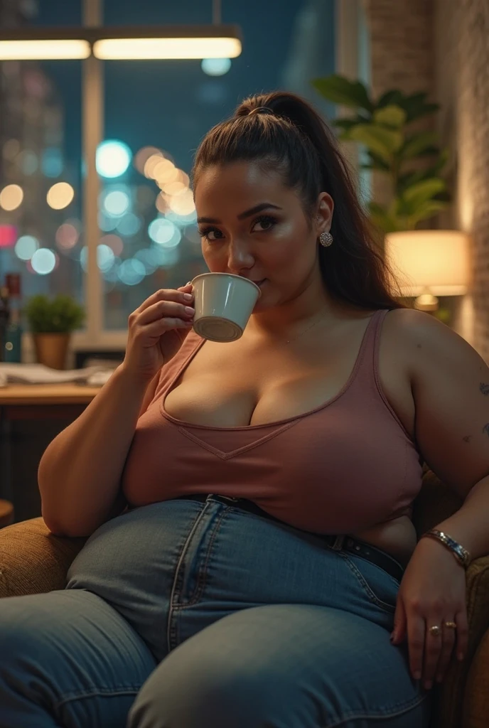 woman sitting at a table with a laptop computer and a drink, in a coffee shop, checking her phone, checking her cell phone, sitting in a cafe, so happy that her face hurts, candid shot, youtube video screenshot, grainy footage, movie screen shot, thanos working at starbucks, sitting in a cafe alone, looks like laura barriales, latina, Big tits, huge tits, no clothes, sexy, cute, minimal clothes, thick, thick nipples, nipple piercings, large areola, hard nipples, piercing through shirt, nipples hard through shirt, major cleavage, nipples showing through shirt, giant tits, cleavage is crazy, showing off tits, showing tits, tits on table, tits pressed up on table, tits against the table, tits hanging so against the table