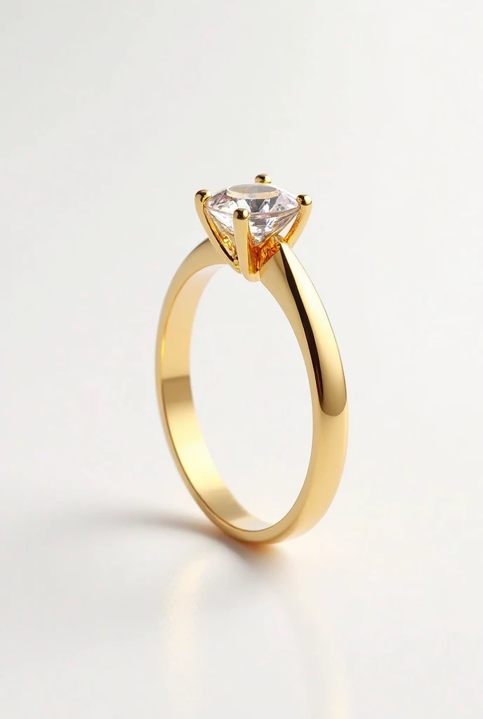 Create an image of a ring with a white background that the ring is gold with a stone on top
