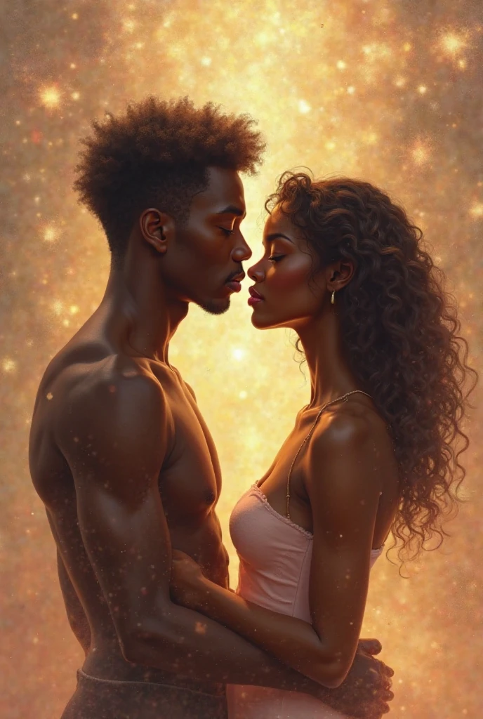 Photograph of a 25 year old white Caucasian woman with a 28 year old dark-skinned african-american male kissing while standing on the moon. She has long eyelashes, pretty eyes, and perky lips. She is wearing a long blue dress blowing in the wind. She has 36dd breast, big buttocks, and a curvaceous body, cinematic lighting, backlighting, masterpiece, anatomically correct, textured skin, super detail, 8k