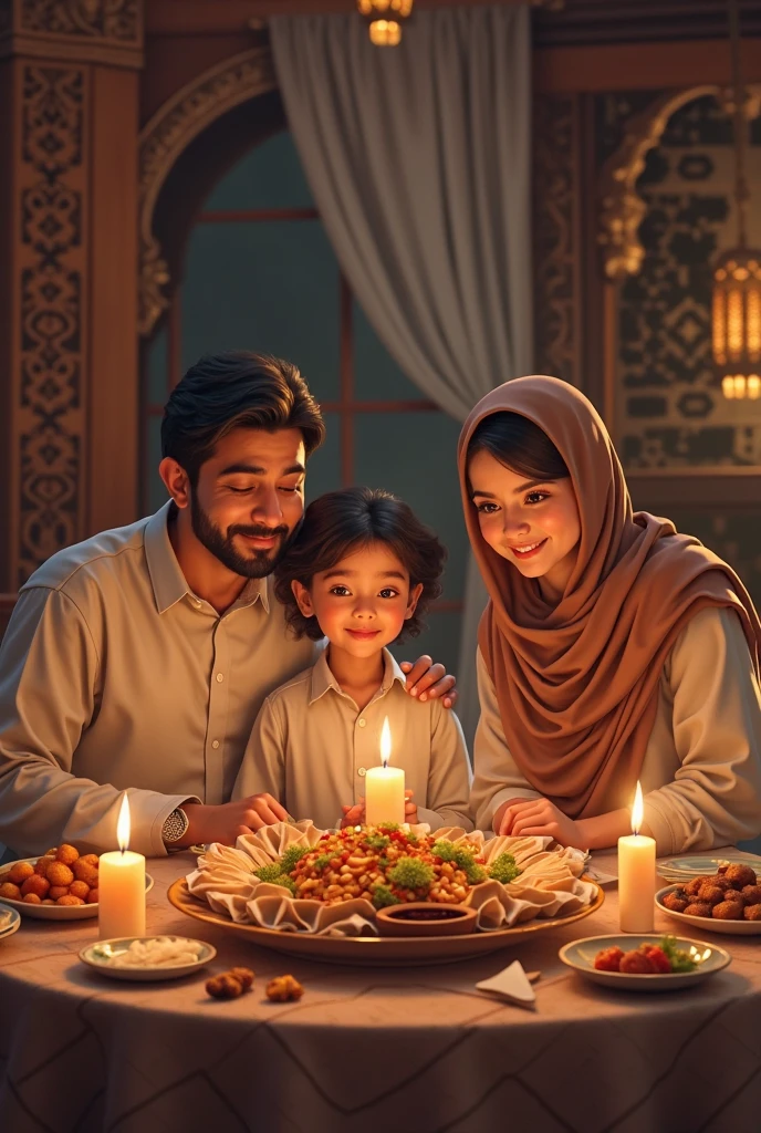 Islamic family sit and iftar