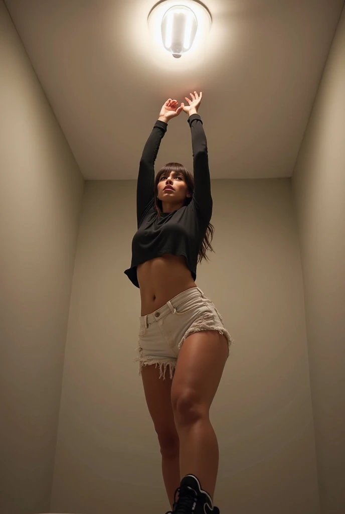 (work of art, best qualityer:1.4), ultra detali, smooth light, natural lighting, cinematic light, Film grain, (Depth of field), (1womanl, standing alone:1.4), mature woman, perfect female form, (face perfect, face detailed, Glossy lips, eyeliner), shorth hair, blond, (natural breasts), (skintight, naked legs, mitts, booties), (mixtape:1.4), (city scenery), (standing), (Cyclone turning),beautiful glutes
