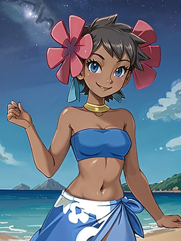 ((masterpiece)), (best quality:1.7), raven(light brown skin completion), teen, purple hair, purple eyes, beach party, detailed, cg society, trending on artstation