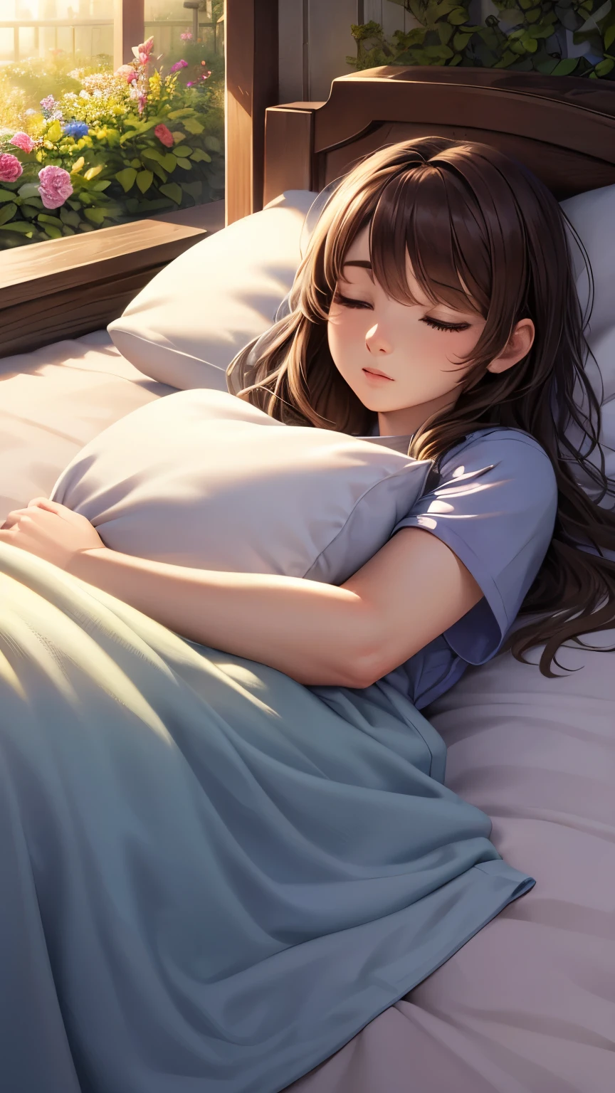 A girl is sleeping with her good friend