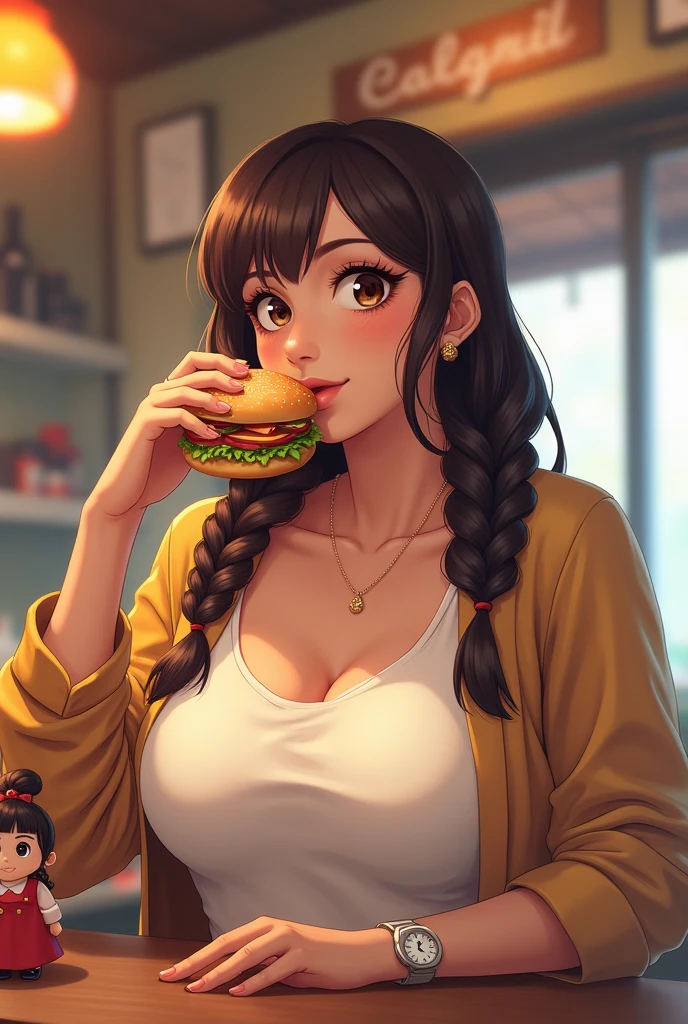 woman eat ham