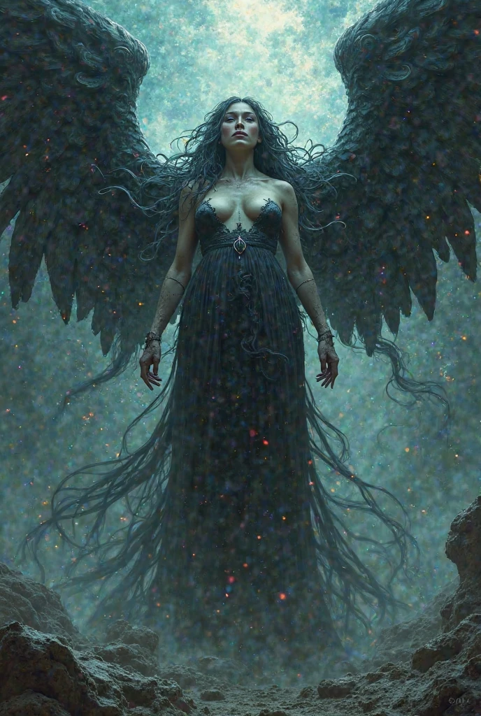 beauty and Darkness. dead angel lang ,Scary sculpture of the angel Lary,
The death angel kingdom is a place of contrasts Dark and red terrible tension colours,  where death consume landscape ,потусторонняя silence, their peaks are hidden by swirling fog, create a majestic backdrop for the kingdom. The air is heavy with an потусторонняя silence, broken only by the soft rustling of wings as death angels , tapestry of breathtaking beauty. Dark, delve into the depths of the death angel kingdom, studying life topics, death, and the excellence of the human spirit.sad , bad voltage , broken scary sculpture, sculpture representing death and sorrow, terrible tension ,end of hope ,silence, extremely detailed,Dark,sad,Beksinski&#39;s digital images