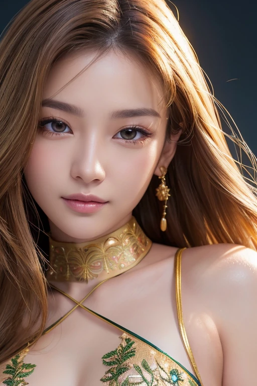 Body portrait, 8K, thin and beautiful eyes, Dindal effect, masterpiece, top quality, high quality, high resolution, very detailed photo, (natural skin texture, fine skin, hyper realism, super sharpness), high detail skin, (very fine, fine skin texture, intricate details, beautiful face, (realistic face), realistic eyes, beautifully detailed eyes, realistic skin, beautiful skin, surreal, very detailed Golden ratio, smiling eyes, ((night moonlight background))), body portrait, G cup, big breasts, huge breasts, big breasts, big breasts, glamorous, sexy bikini, wearing,