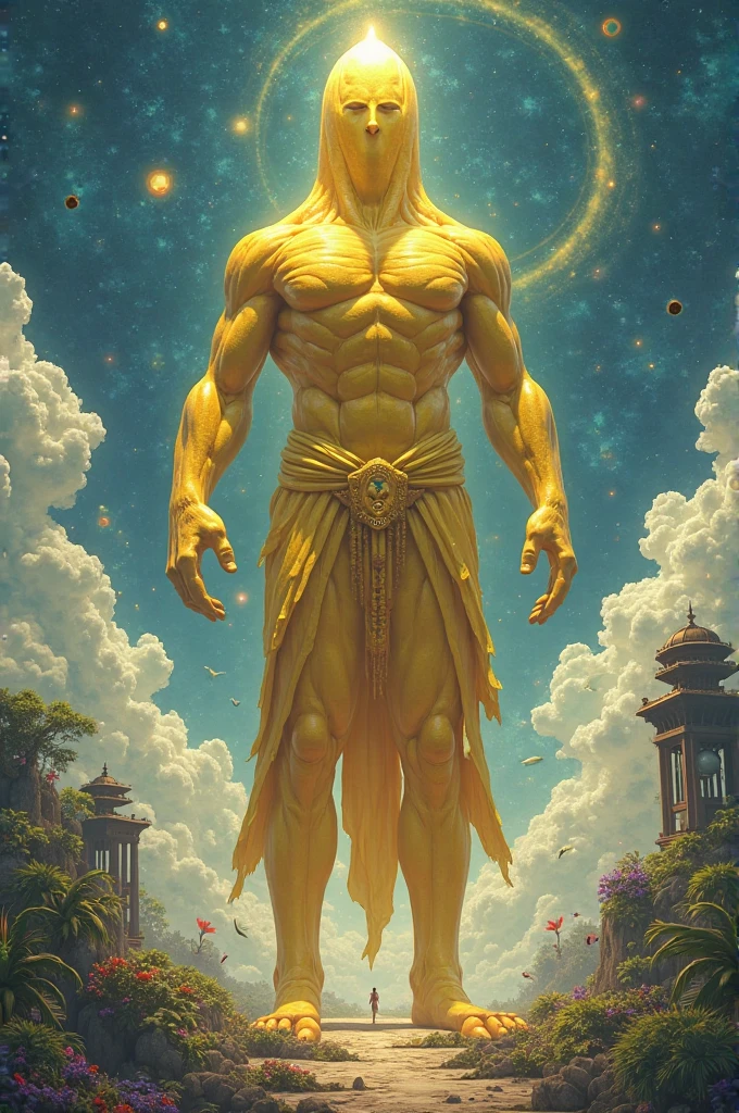 The Supreme Giant roaring into the sky huge golden giant with tens of thousands of feet sized golden light on its body was no longer just an illusion of light. Em vez disso, condensou-se e comprimiu-se em uma entidade semelhante a um cristal de cor dourada escura.