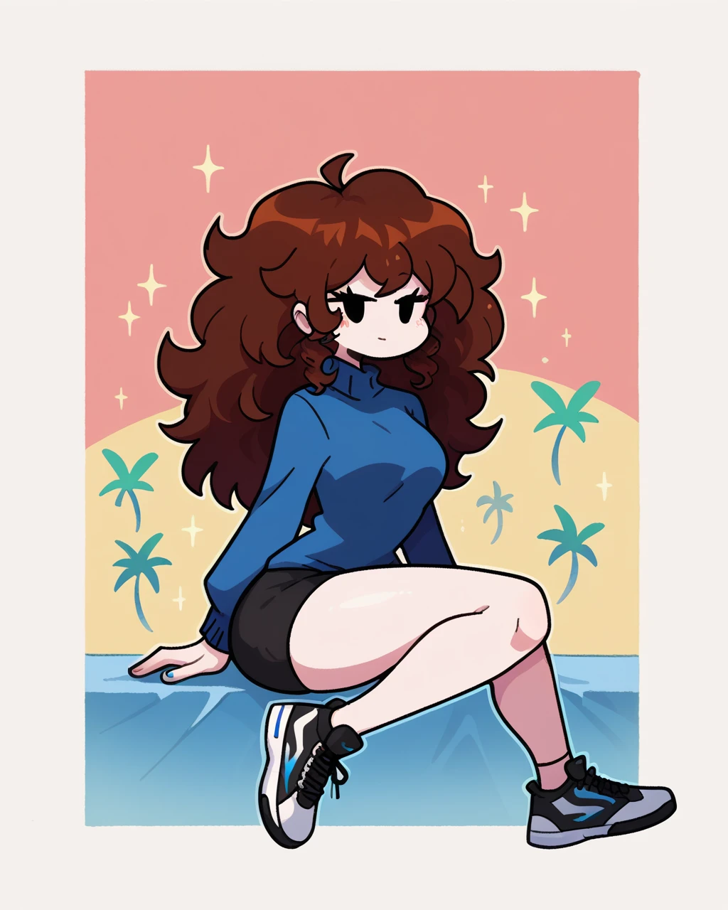 garnet (steven universe), cleavage, strapless bra, Baggy pants, high-top laceless sneakers
