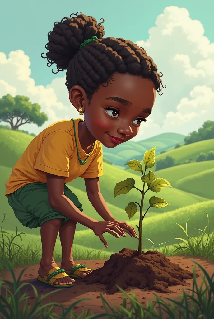 African Child watering trees