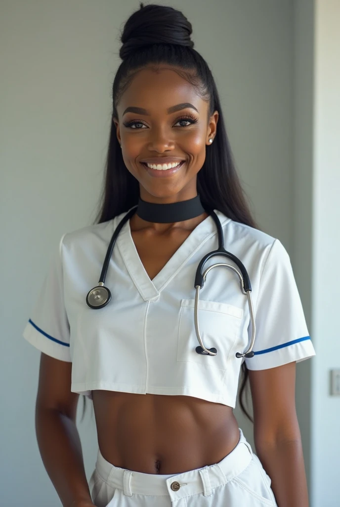 ((Photo medium distance:1.35)), ((Best resolution:1.4)), ((high quality:1.2)), (Work of art), 8k, extremely detailed, ((High detail:1.2)), Solo, ((HotLexi pretty perfect African angolan female with 24 years old)), ((sexy nurse uniform)), (perfect hot hourglass body:1.25), (square-shaped defined pretty face:1.35), (medium round breasts),