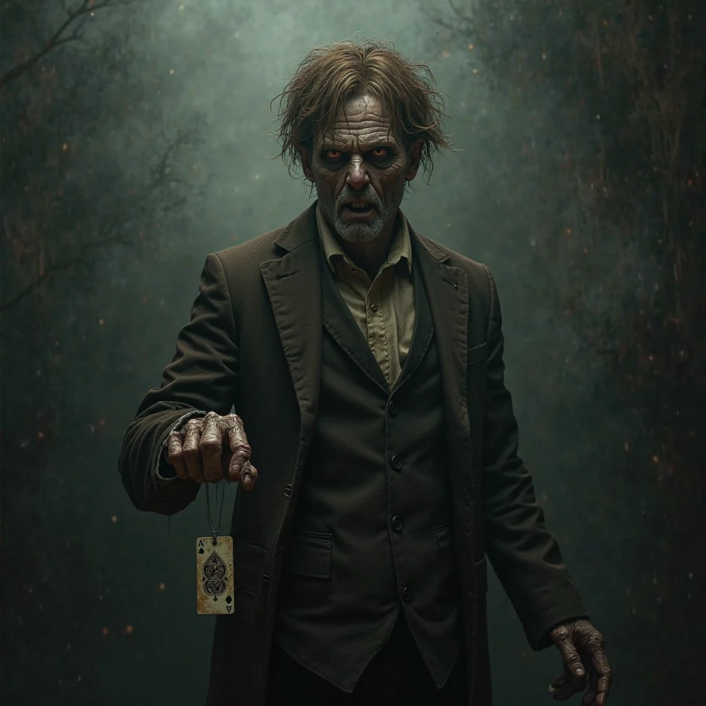Ultra realistic (scary old Jocker zombie:1.2) full portrait, misty dark forest, (smoke, smoky background:1.2), (dust particles:1.2), professional photography, light rays, insane detail, extreme detail, high poly, hdr, ambient occlusion, art-full.
dark intense forest background, dark theme, dynamic lighting, (soft shadows), (sharp focus), (photo realistic), extreme details, uhd, 8k