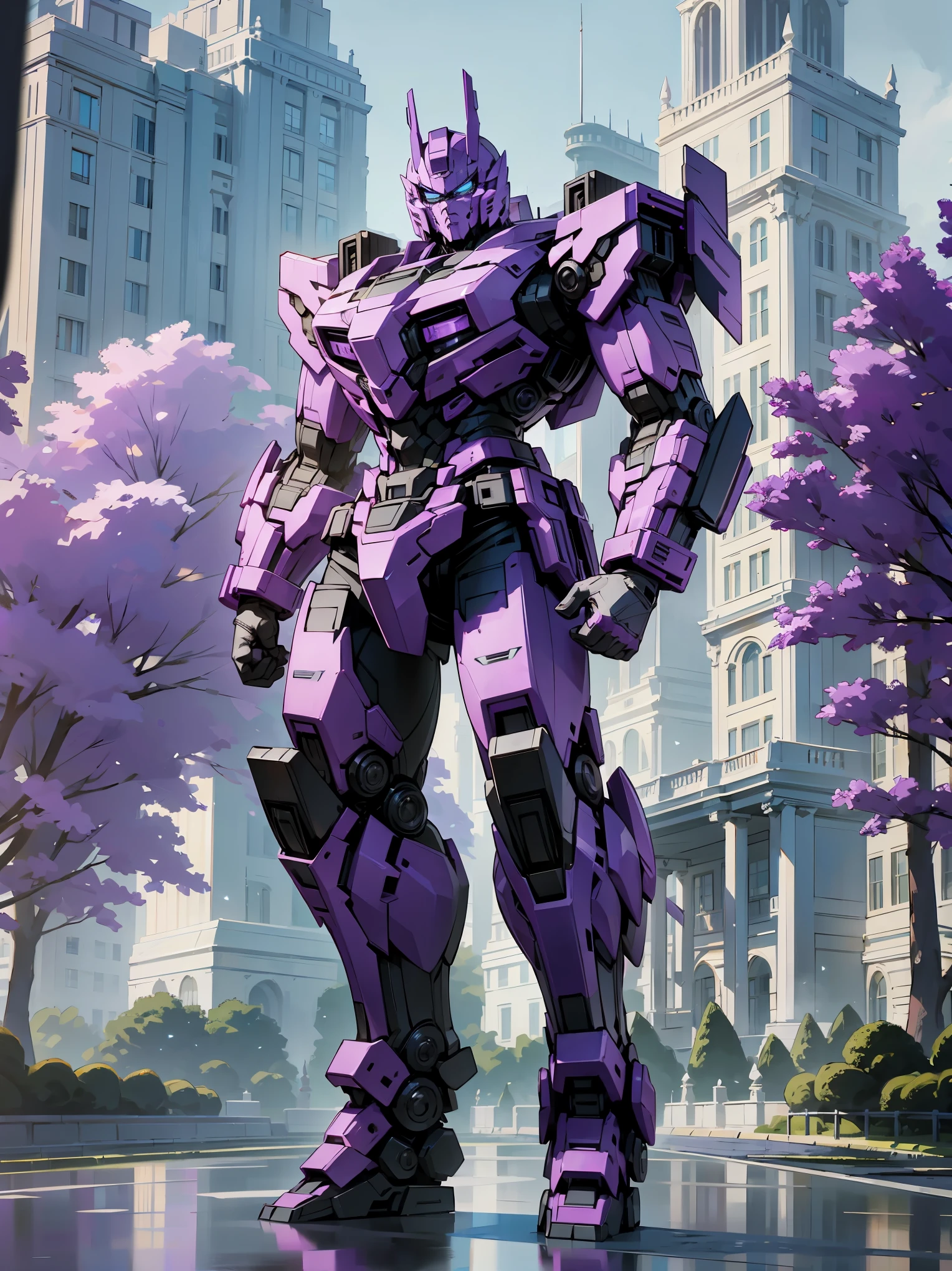 Transformer, Grey and Purple, Cool, Standing In Front Of White House