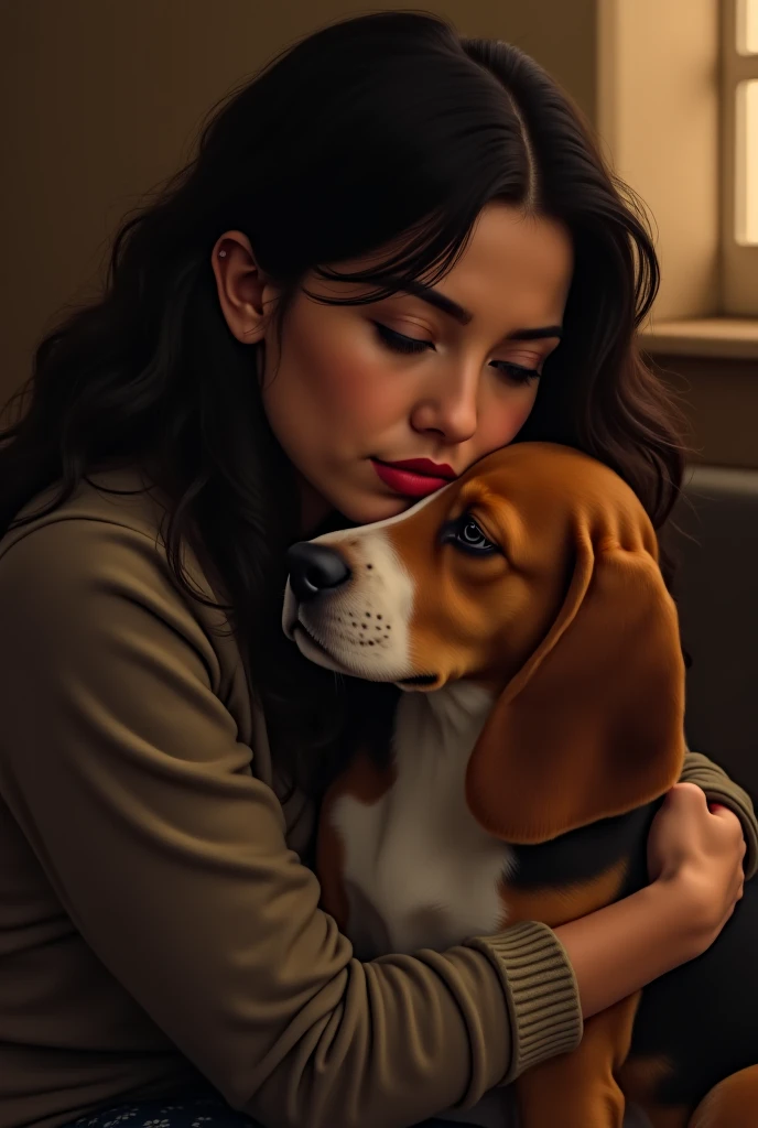 Dog licking woman&#39;s wound 
